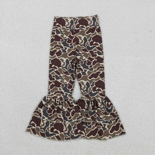 P0888 Dark Brown Camo Print Girls Bottom Yoga Pants