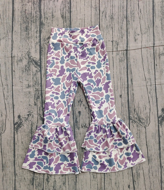 (Pre-order)P0891 Purple Camo Print Girls Bottom Yoga Pants