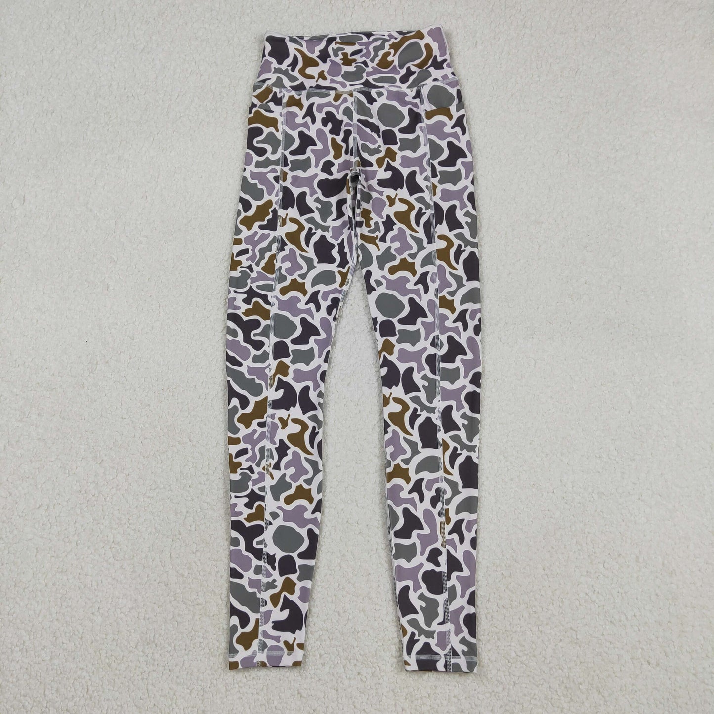 2 Colors Adult Brown Purple Camo Print Woman Yoga Legging Pants