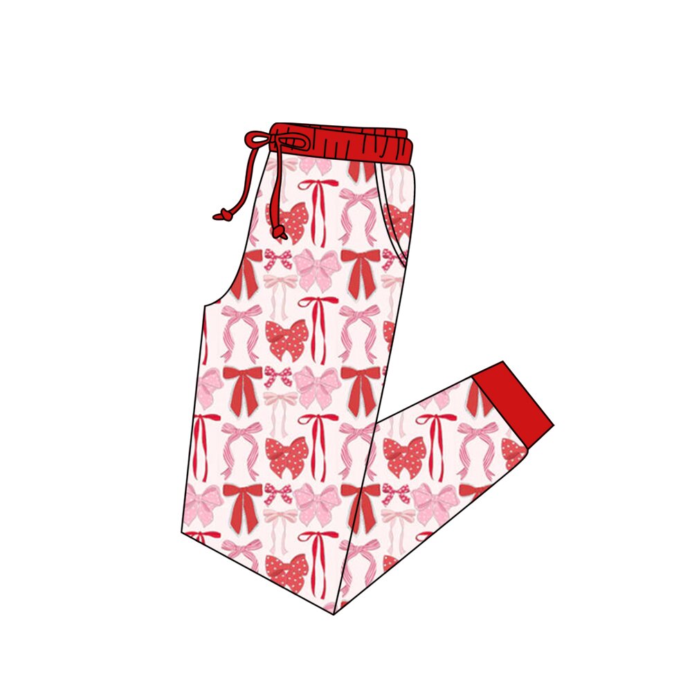 (Pre-order)P0899 Adult Red Pink Bows Print Woman Valentine's Day Pajamas Pants