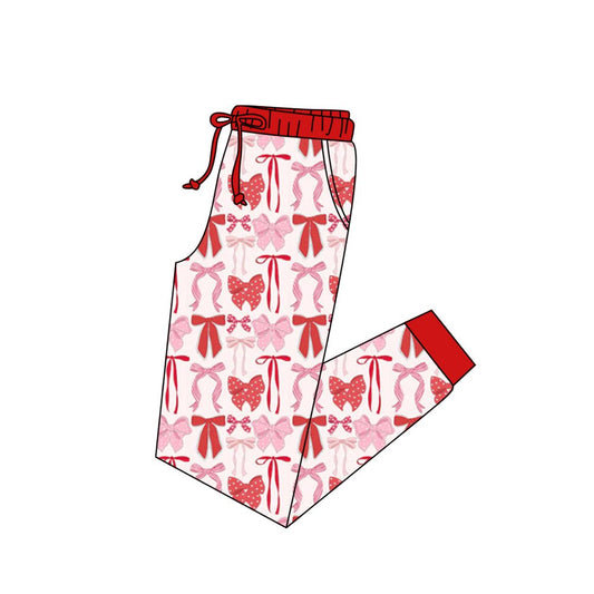 (Pre-order)P0899 Adult Red Pink Bows Print Woman Valentine's Day Pajamas Pants