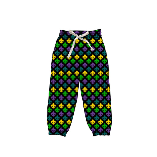 (Pre-order)P0908 Anchor Print Girls Mardi Gras Bottom Joggers Yoga Pants