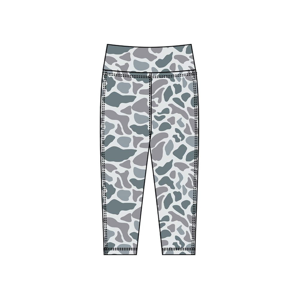 (Pre-order)P0912 Grey Camo Print Girls Bottom Legging Yoga Pants