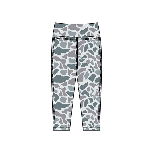 (Pre-order)P0912 Grey Camo Print Girls Bottom Legging Yoga Pants