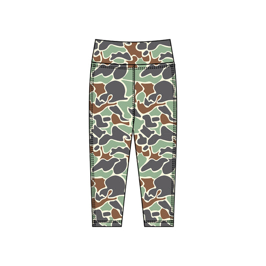 (Pre-order)P0913 Green Camo Print Girls Bottom Legging Yoga Pants