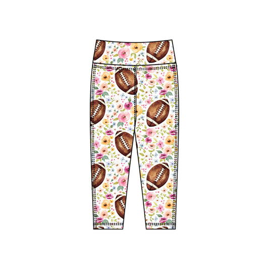 (Pre-order)P0919 Football Colorful Flowers Print Girls Bottom Legging Yoga Pants