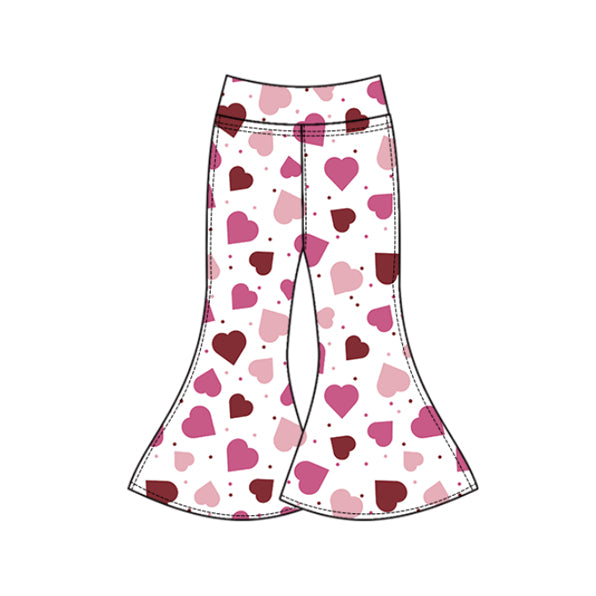 (Pre-order)P0942 Heart Print Girls Valentine's Day Yoga Bell Bottom Pants