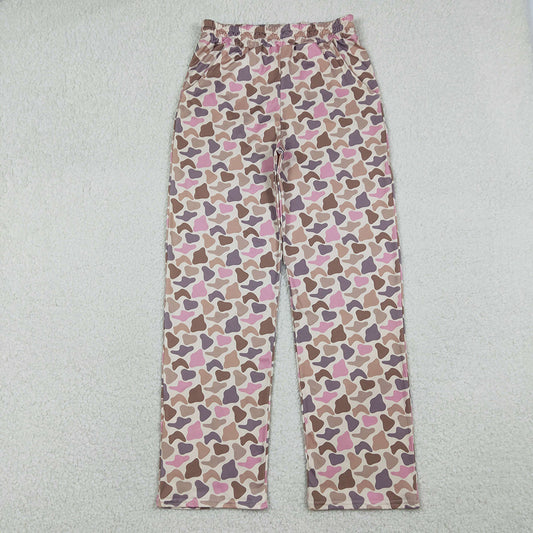 P1001 Adult Pink Brown Camo Print Woman Bottom Pants