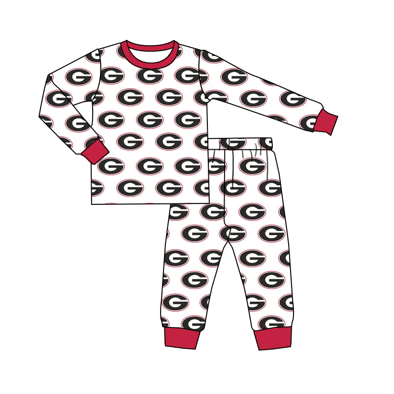 (Custom Design Preorder MOQ 5) Team's Georgia Print Boys Fall Pajamas Clothes Set