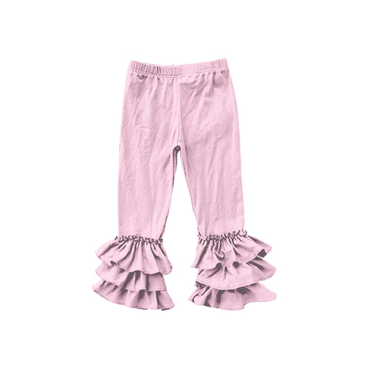 (Custom Design MOQ 5) Pink Girls Ruffles Legging Pants