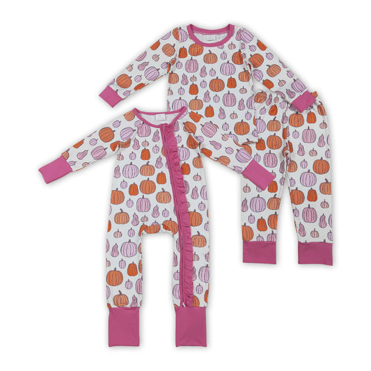 Pink Orange Pumpkin Girls Fall Clothes Sisters Matching Wear