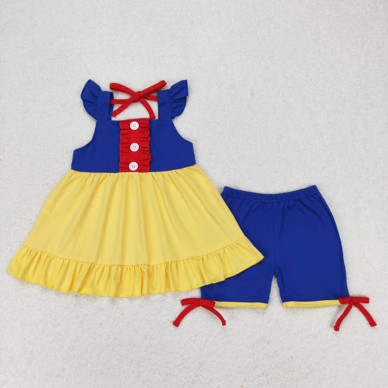 Cartoon Princess Design Girls Summer Clothes Set Sisters Wear
