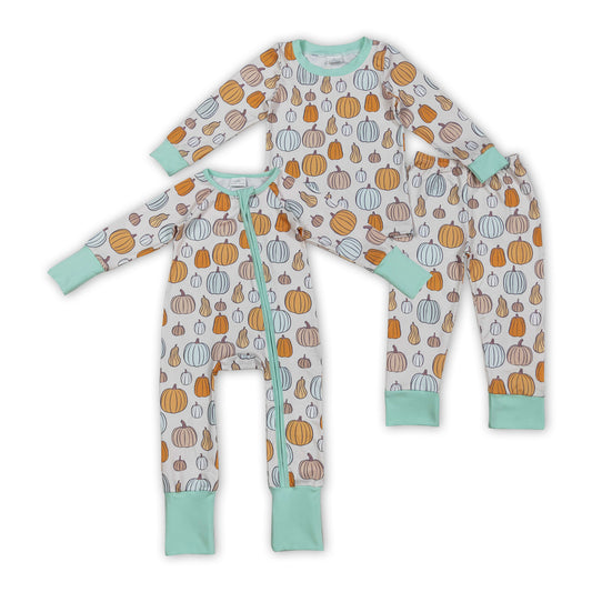 Pumpkin Print Kids Fall Pajamas Matching Clothes