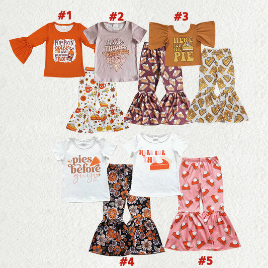 Pumpkin Pie Print Girls Fall Outfits Sisters Wear