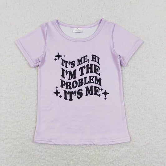 GT0432 Purple Singer Print Girls Tee Shirts Top