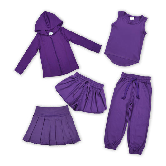 Purple Color Girls Yoga Clothes Sisters Matching Wear