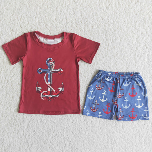 (Promotion)C14-39Boys summer short sleeve 4th of July outfits