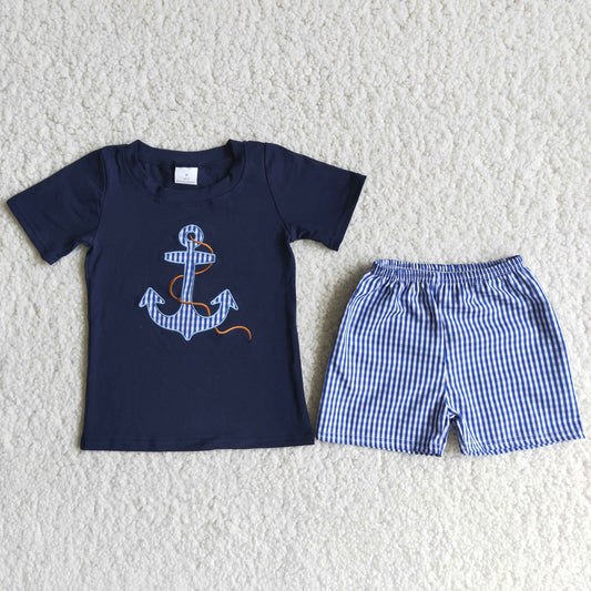 (Promotion)Boys summer short sleeve shorts embroideried outfits D12-17