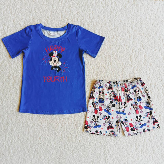 (Promotion)D10-18Boys summer short sleeve 4th of July outfits