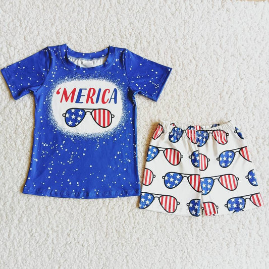 (Promotion)D9-28Boys summer short sleeve 4th of July outfits