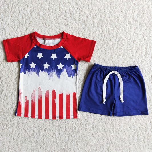 (Promotion)D9-14Boys summer short sleeve 4th of July outfits