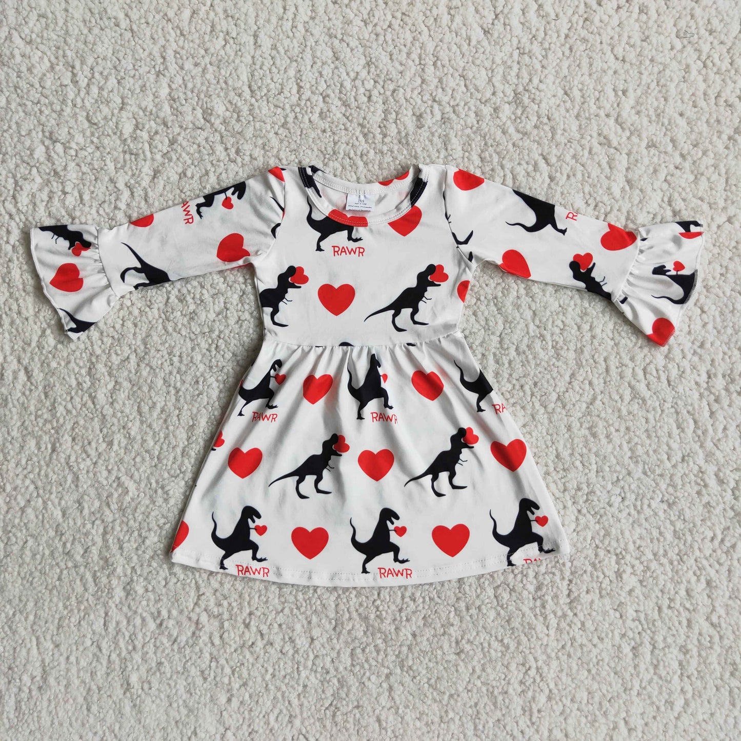 6 A16-12+6 A23-1+6 B12-7 Dinosaur Heart Print Kids Valentine's Day Clothes