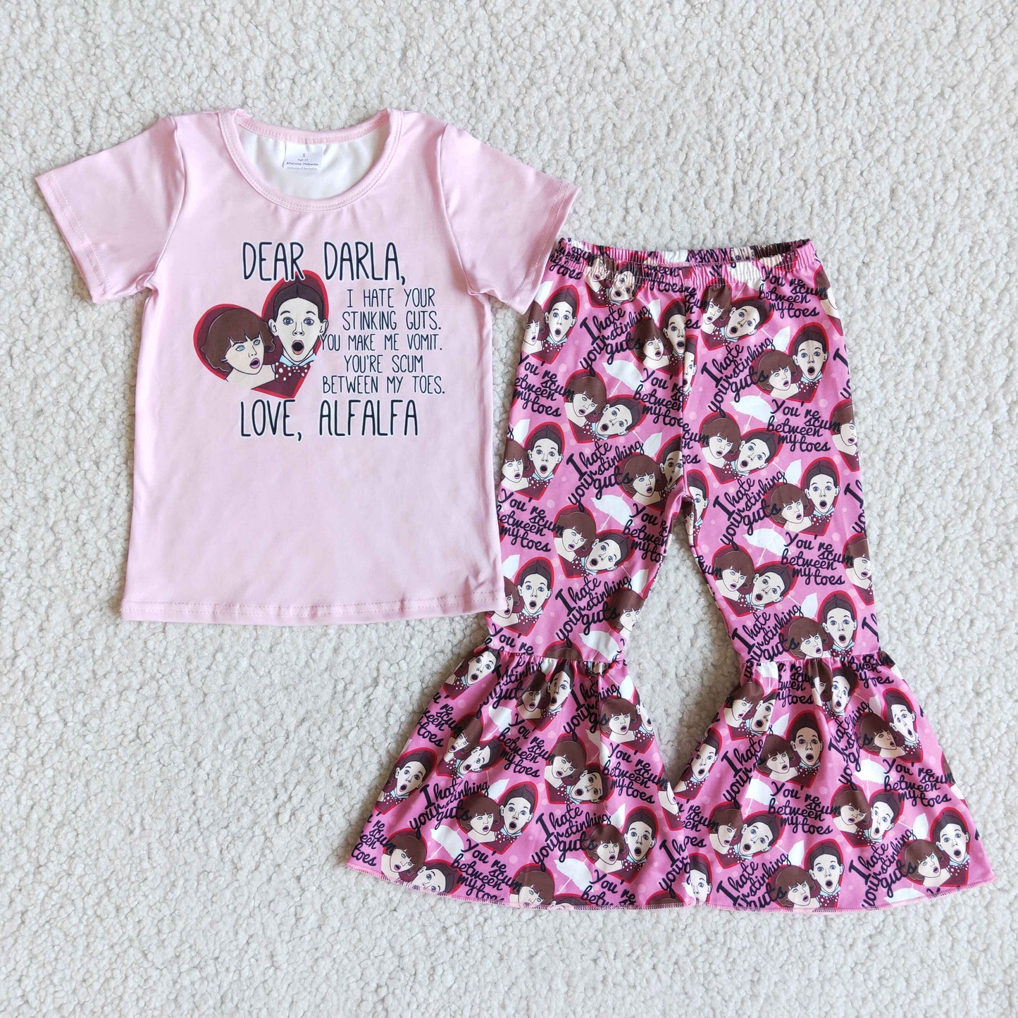 (Promotion)E5-15 Short sleeve bell bottom pants Valentine's Day outfits