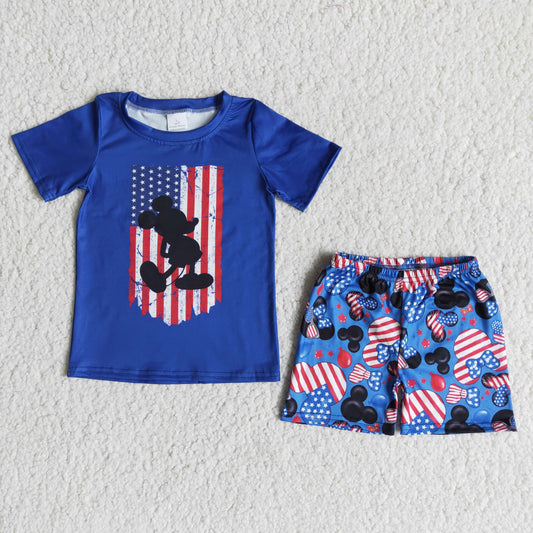 (Promotion)Boys summer short sleeve 4th of July outfits  B1-13