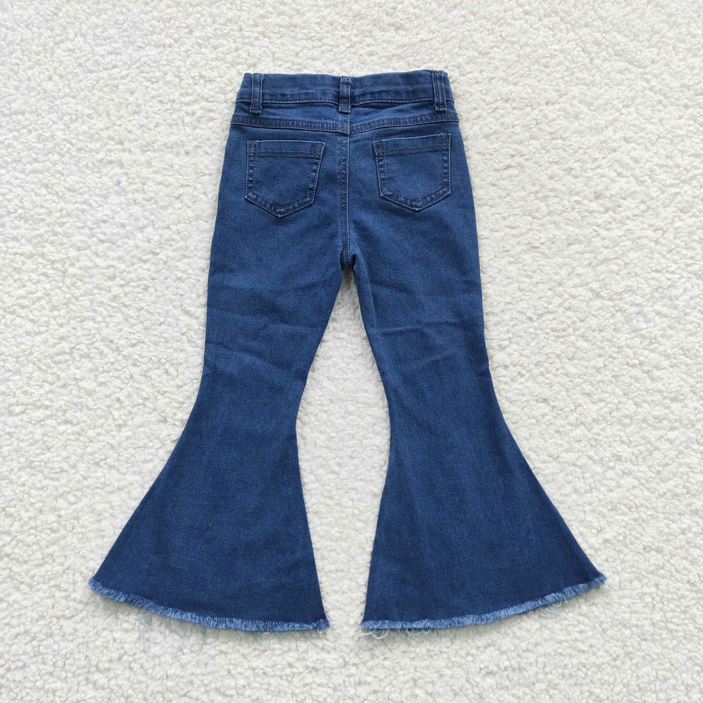 P0127  Girls Blue Star Denim Bell Bottom Jeans