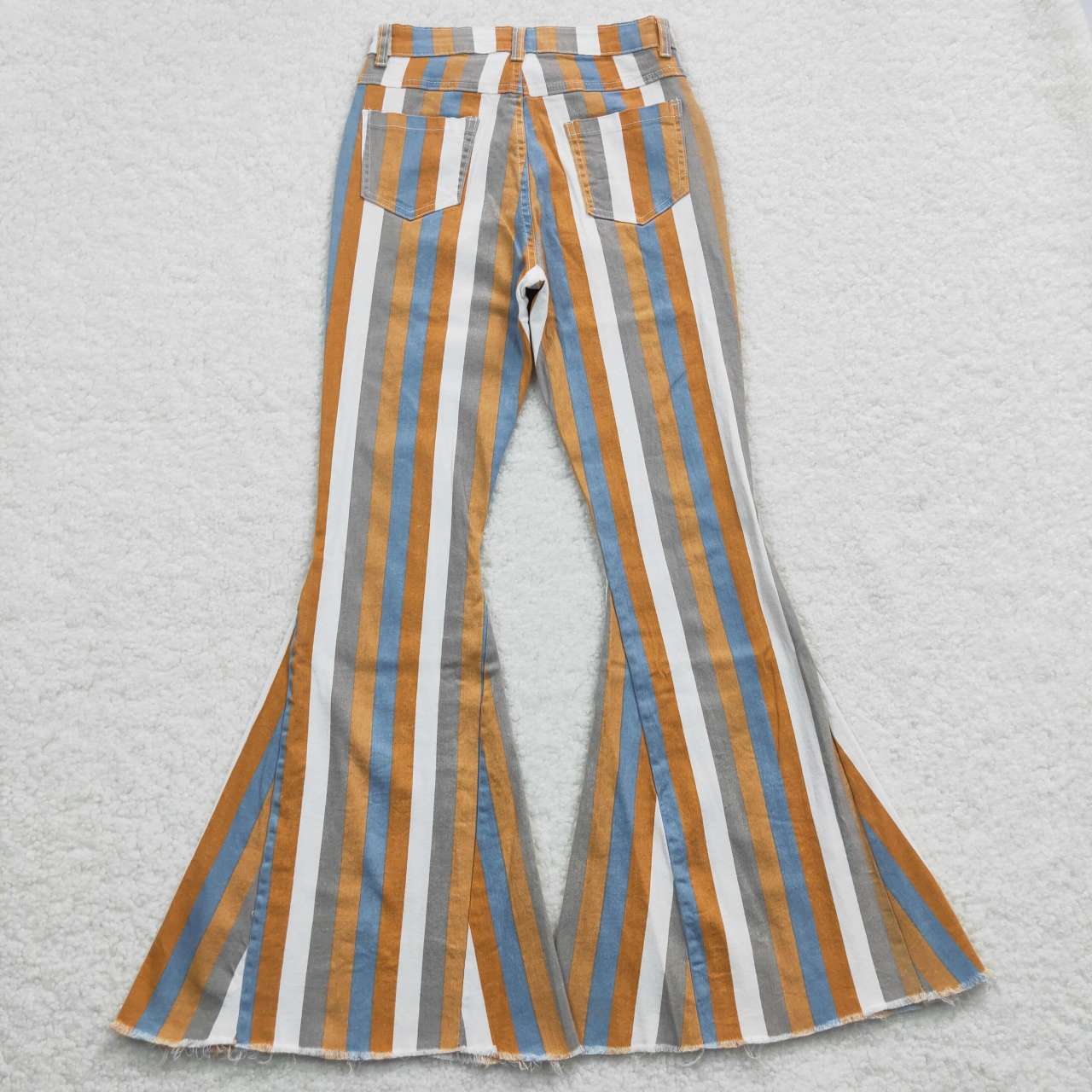 P0153 Adult orange stripes denim bell bottom jeans