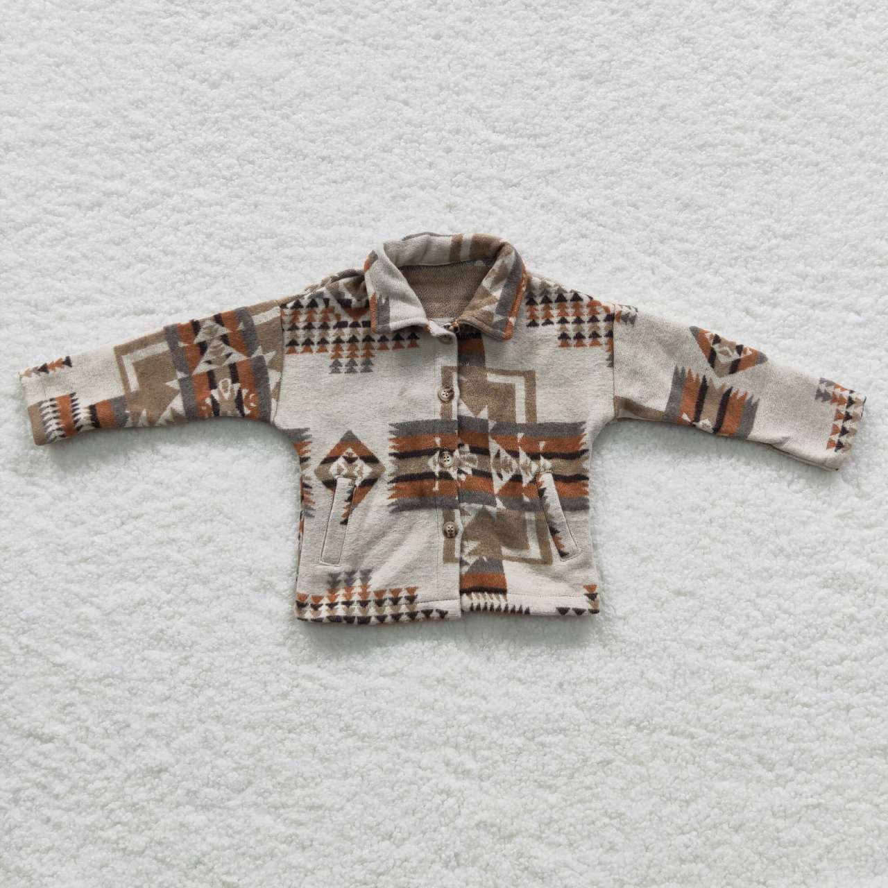 BT0279 Kids brown aztec design jackets western fall shirts