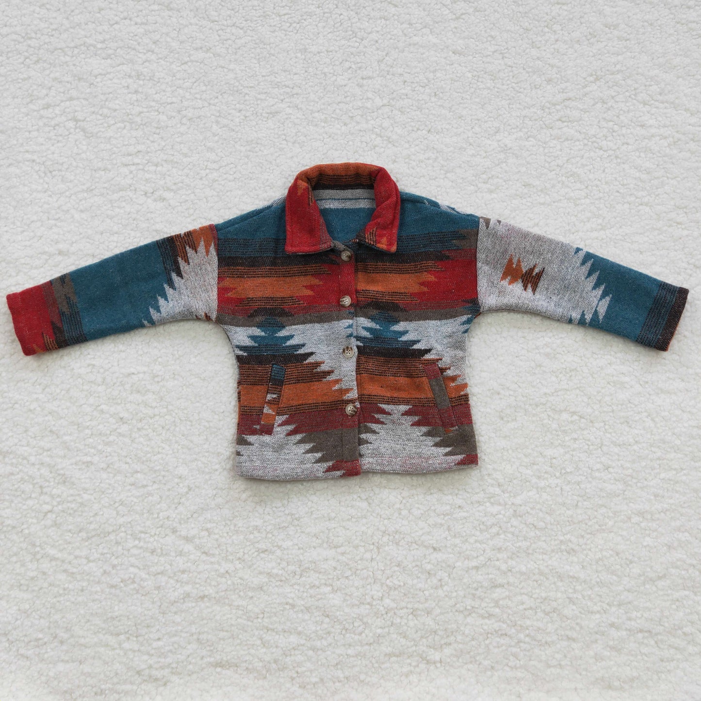 BT0284 Kids blue aztec design jackets western fall shirts