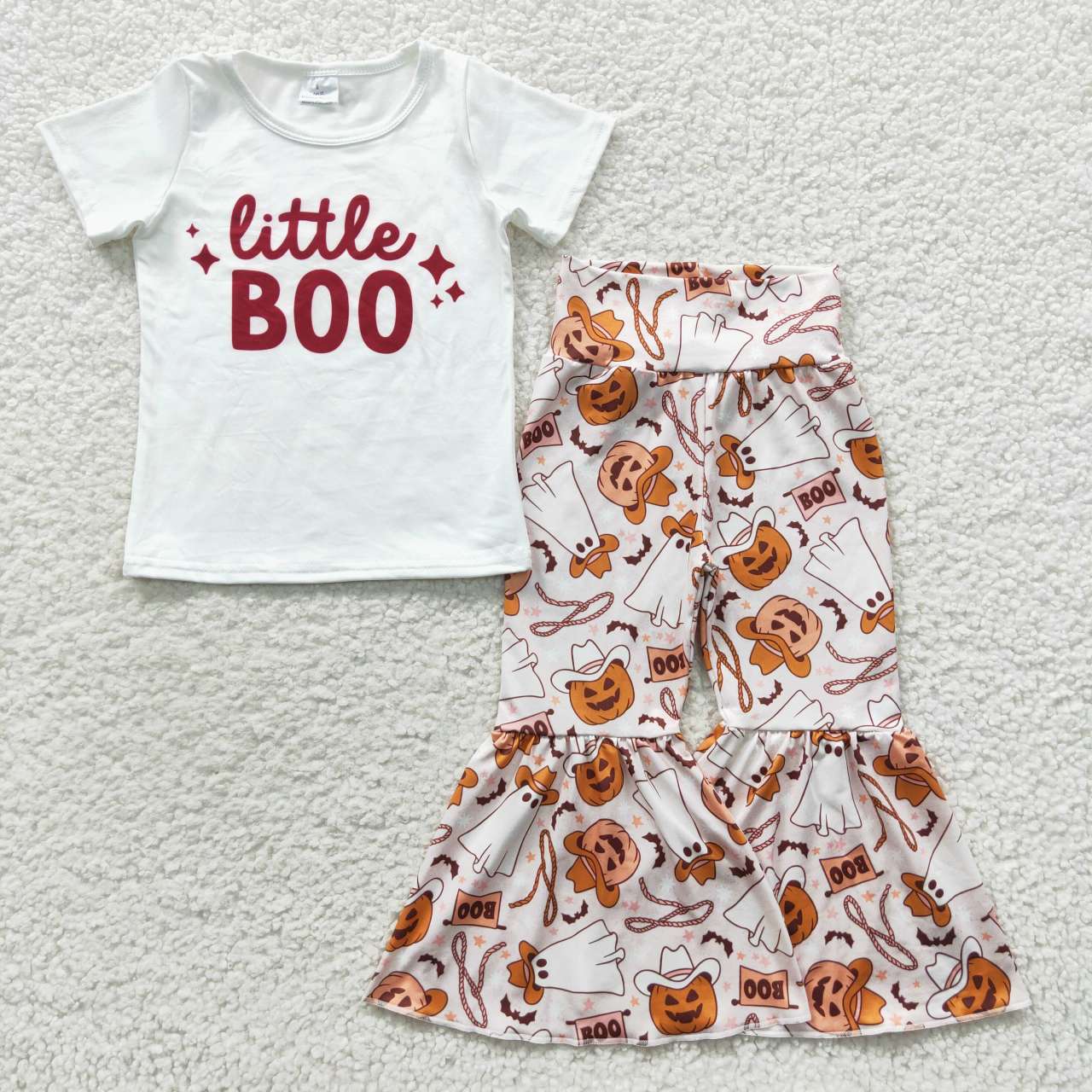 GSPO0723 Little BOO top ghost pumpkin pants girls Halloween outfits