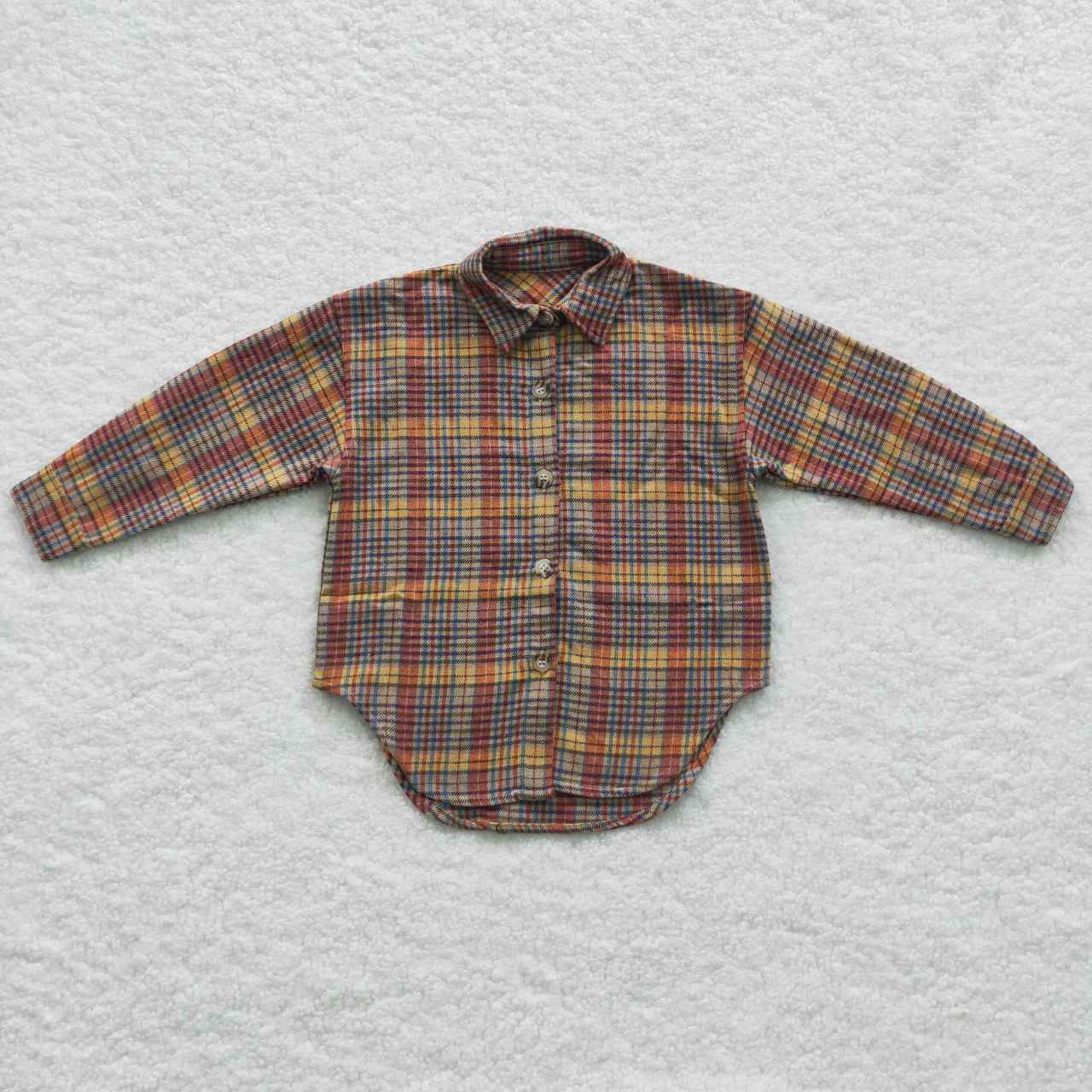 BT0241 Boys red plaid cotton fall shirts