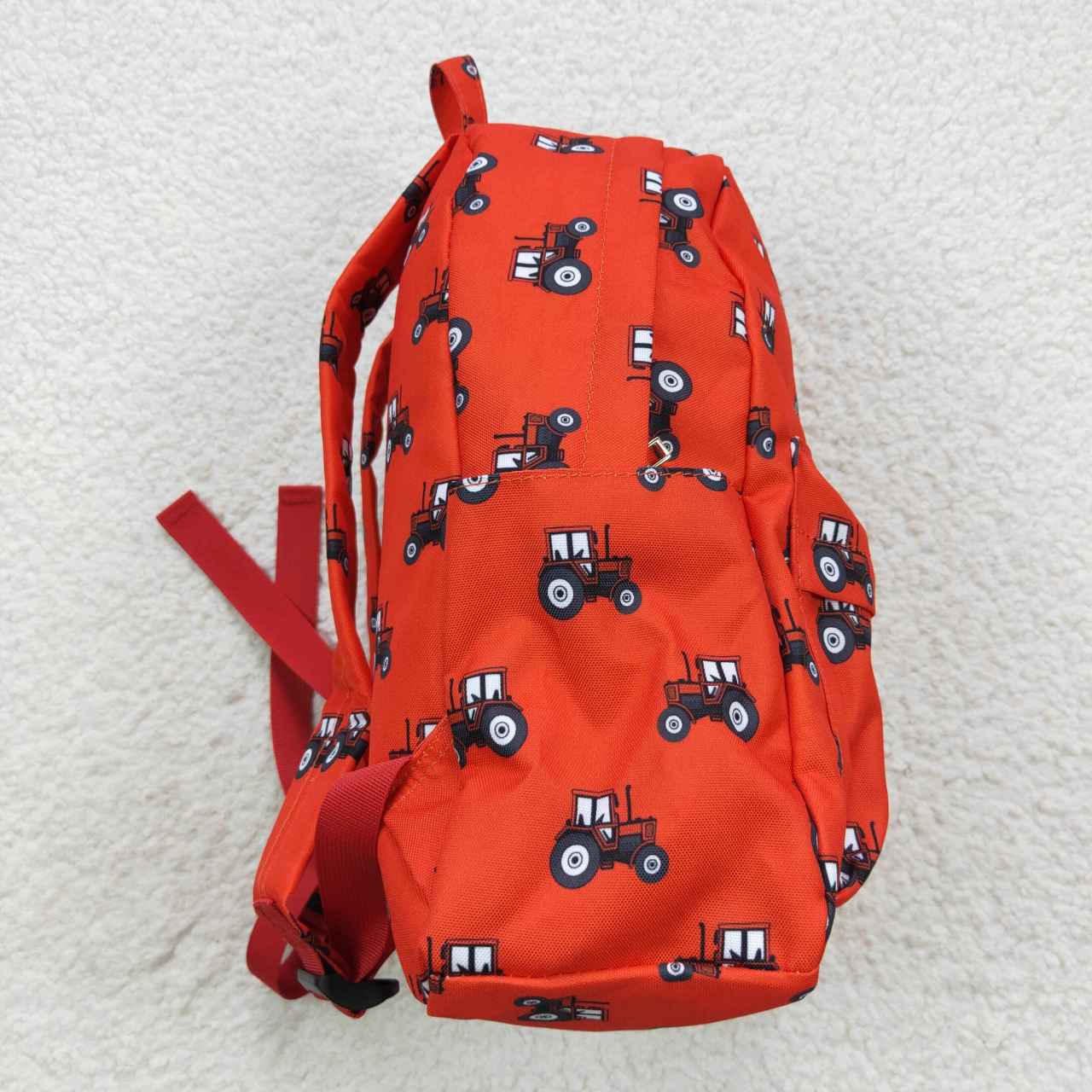 BA0122 Kids bag red tractors print backpack