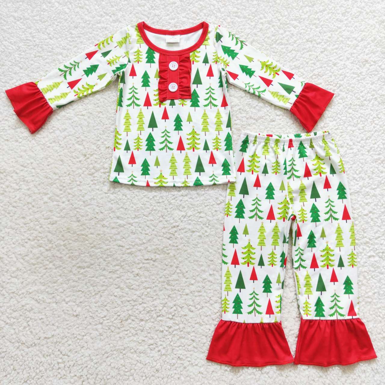 GLP0725 Christmas tree print family set parent-child outfit girls pajamas clothes set