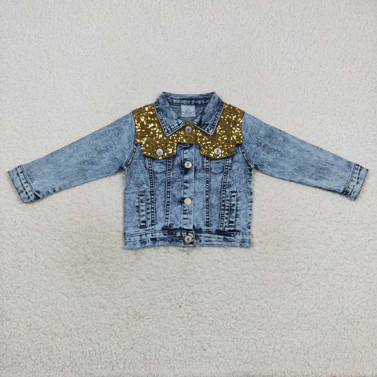 GT0351 Girls blue denim sequin jackets