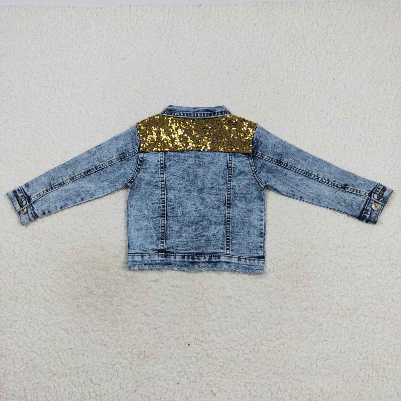 GT0351 Girls blue denim sequin jackets