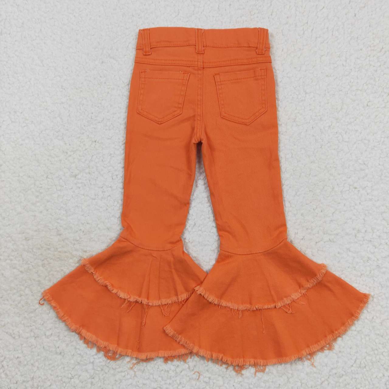 P0322 Orange Denim Bell Bottom Jeans