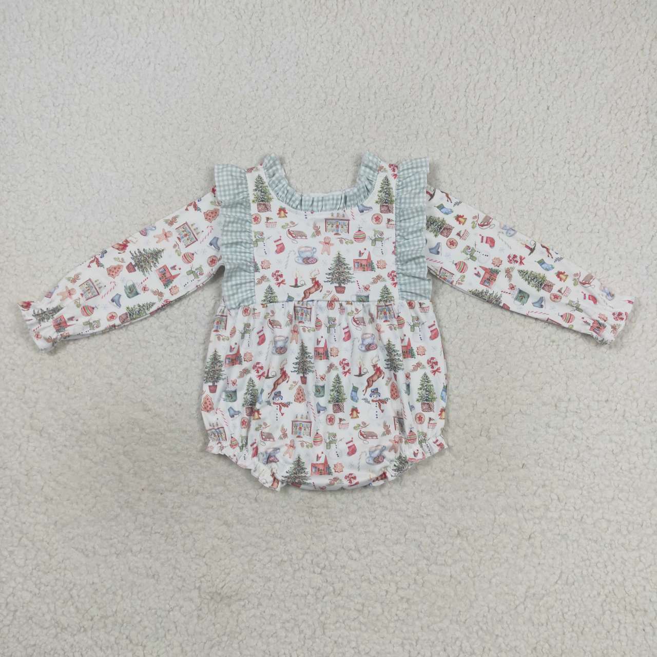 LR0556 Christmas character print baby girls romper