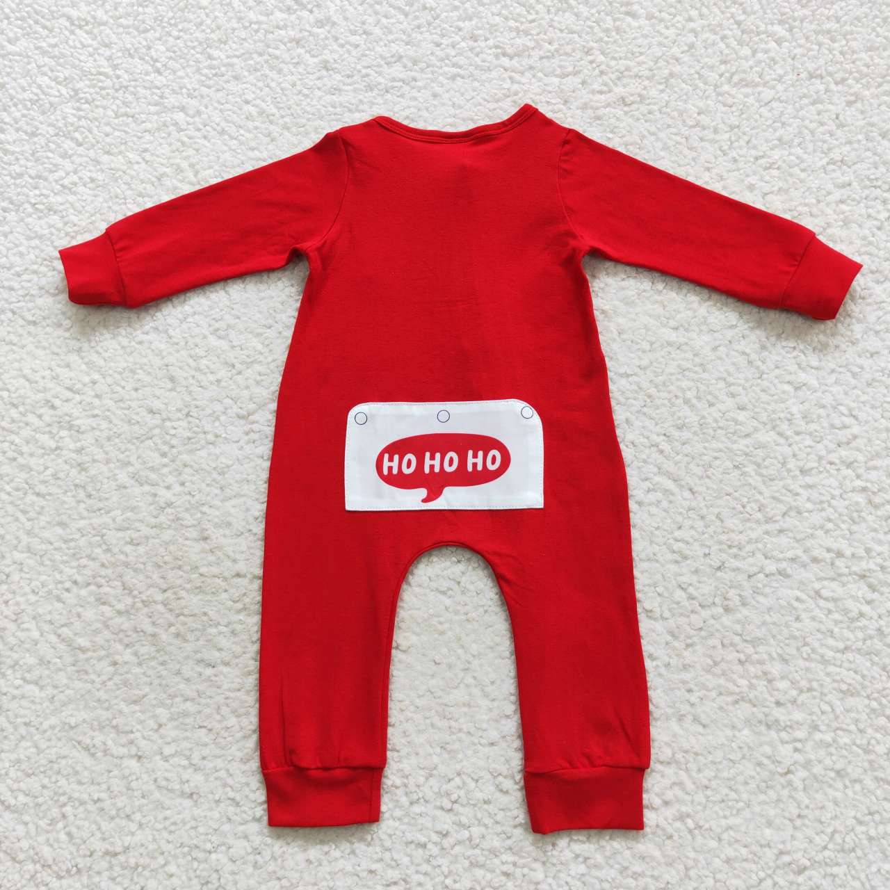 LR2052 Red Christmas Santa Embroidery Print Cotton Baby Boys Sleeper Zipper Romper