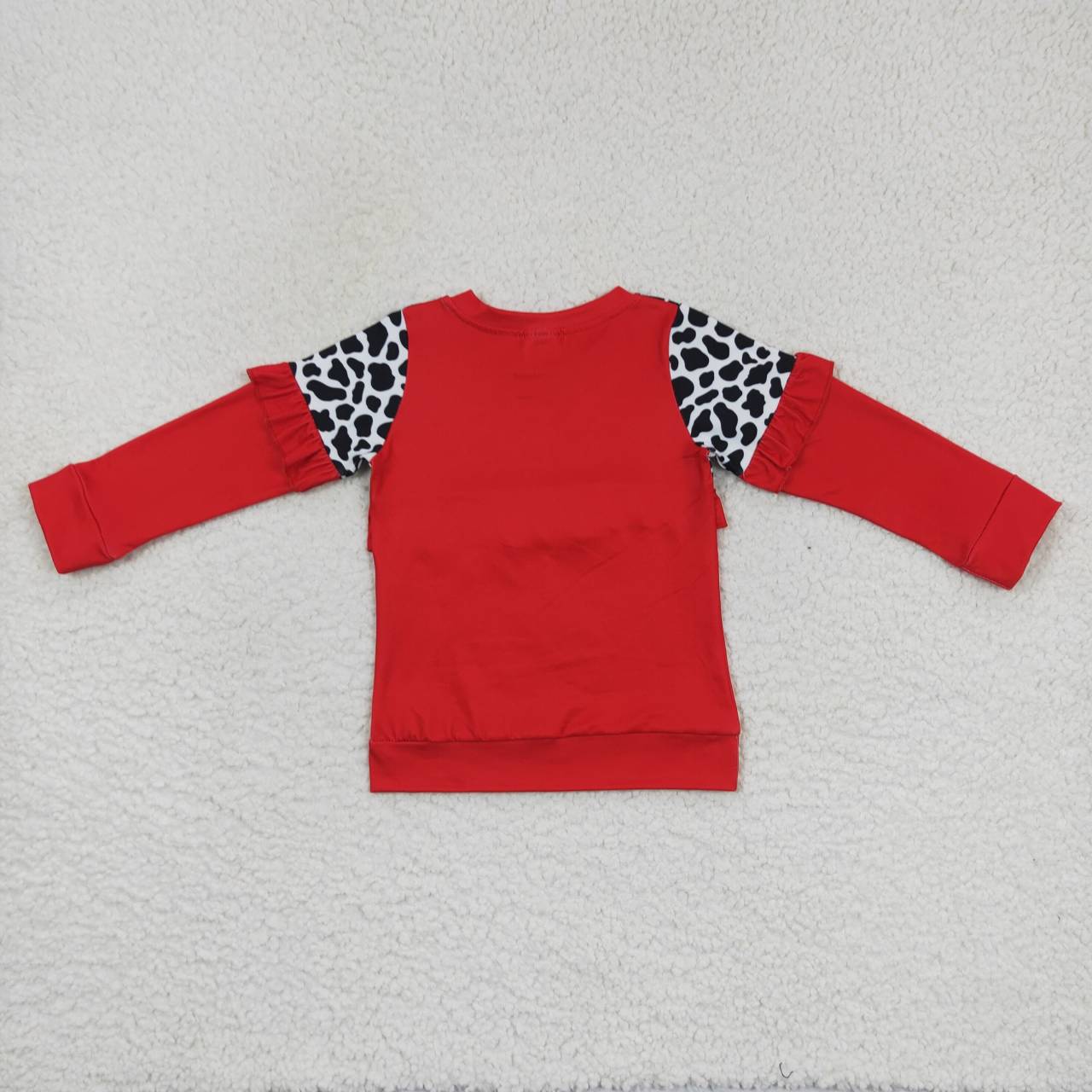 GT0295 Black cow print red girls tee shirts top