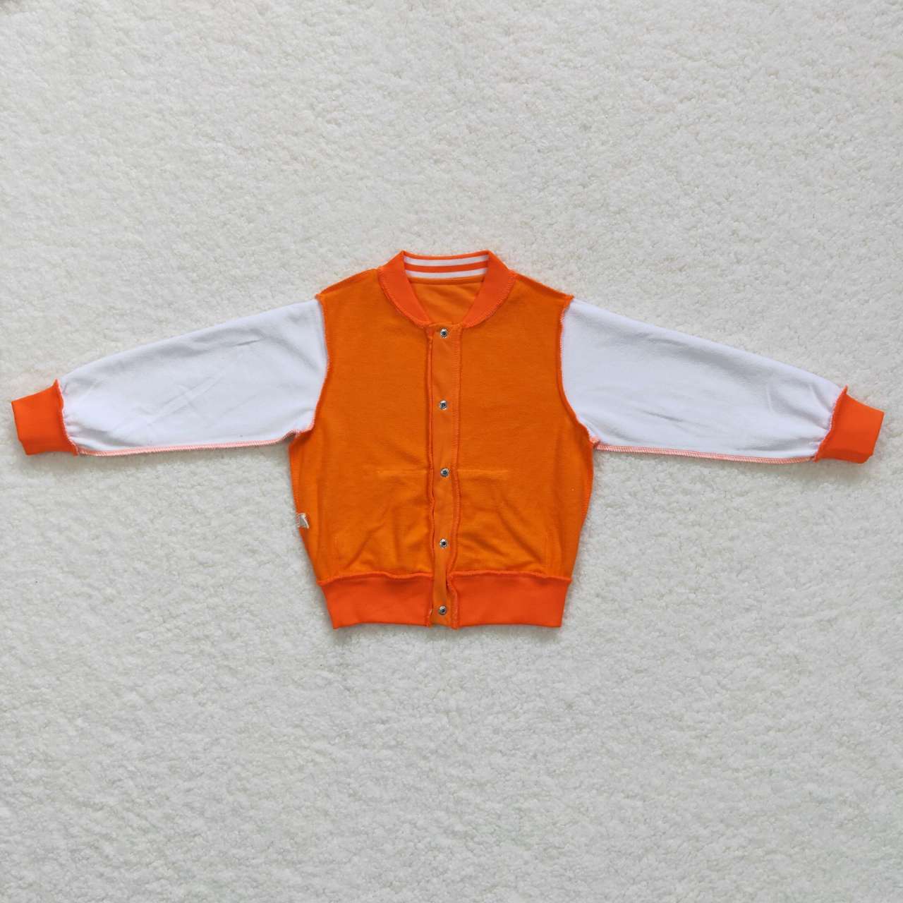 BT0268  Orange White Fall Cotton Kids Baseball Jackets