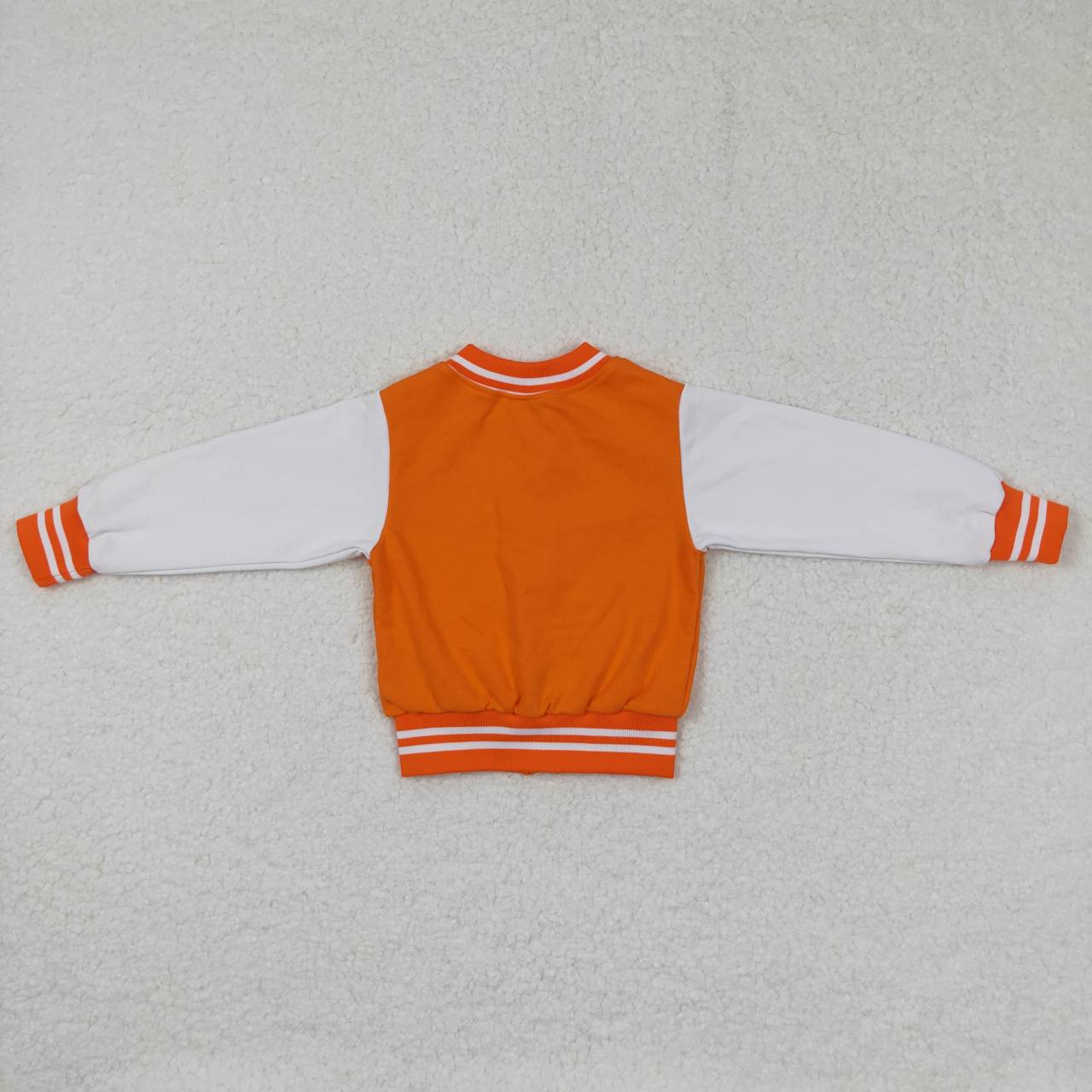 BT0268  Orange White Fall Cotton Kids Baseball Jackets