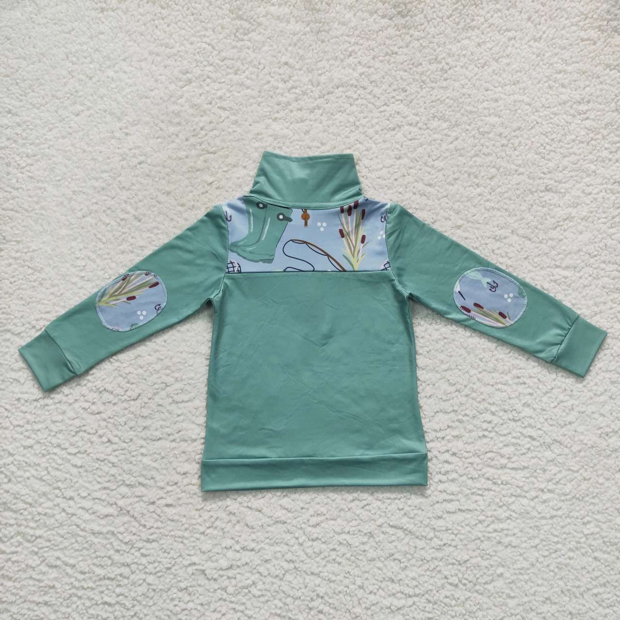 BT0335  Go fishing print boys pullover zipper tee shirt top