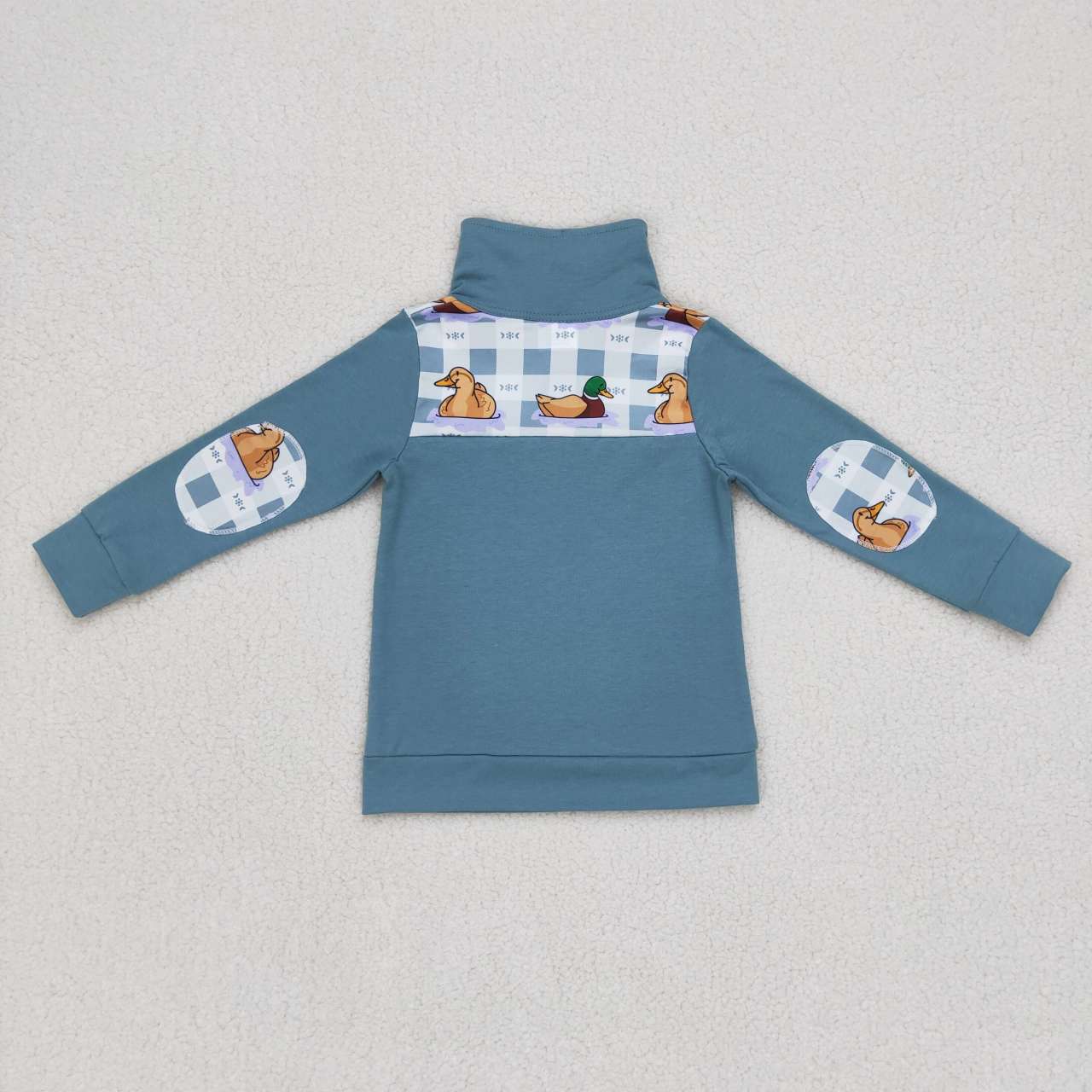 BT0329 Duck print boys long sleeve zipper pullover shirts top