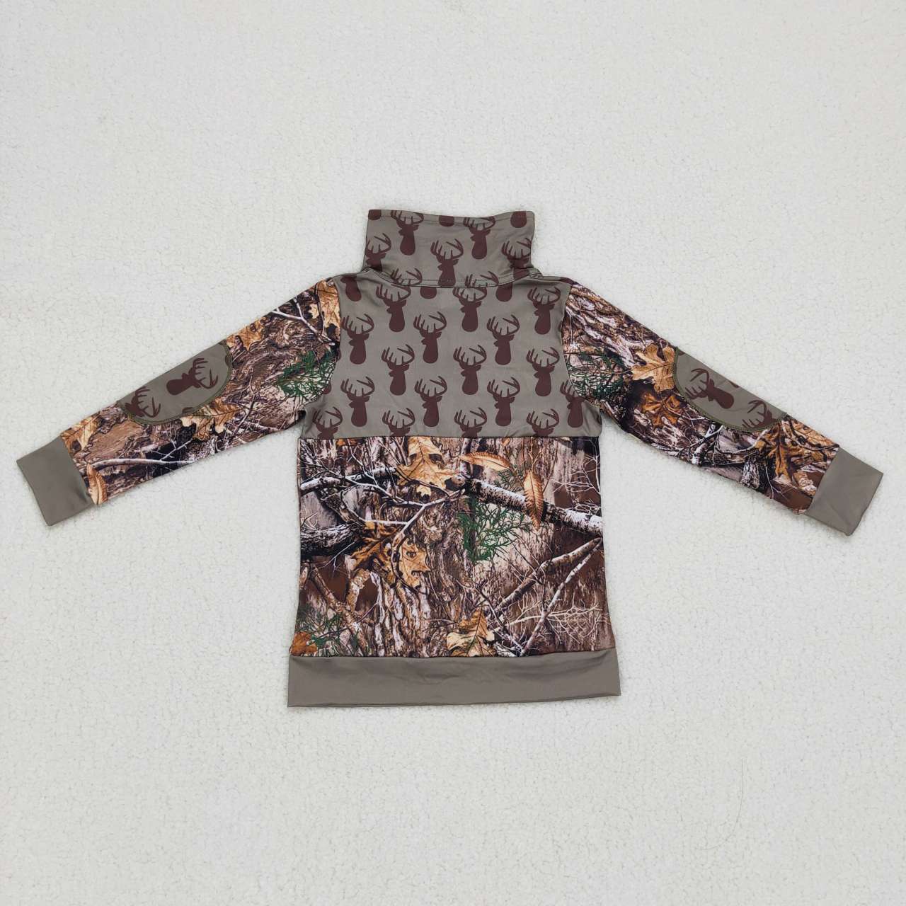 Boys Deer camo print boy zipper pullover     BT0094