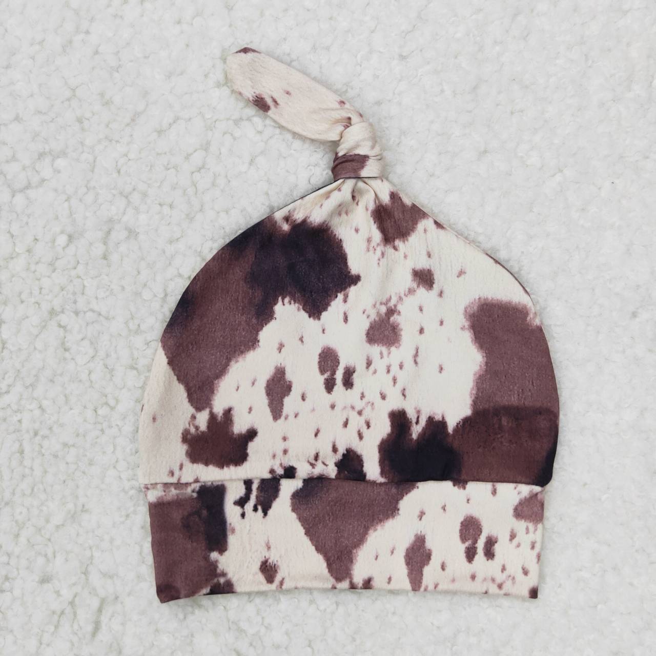 NB0023 Brown cow print baby gown newborn clothes with hat
