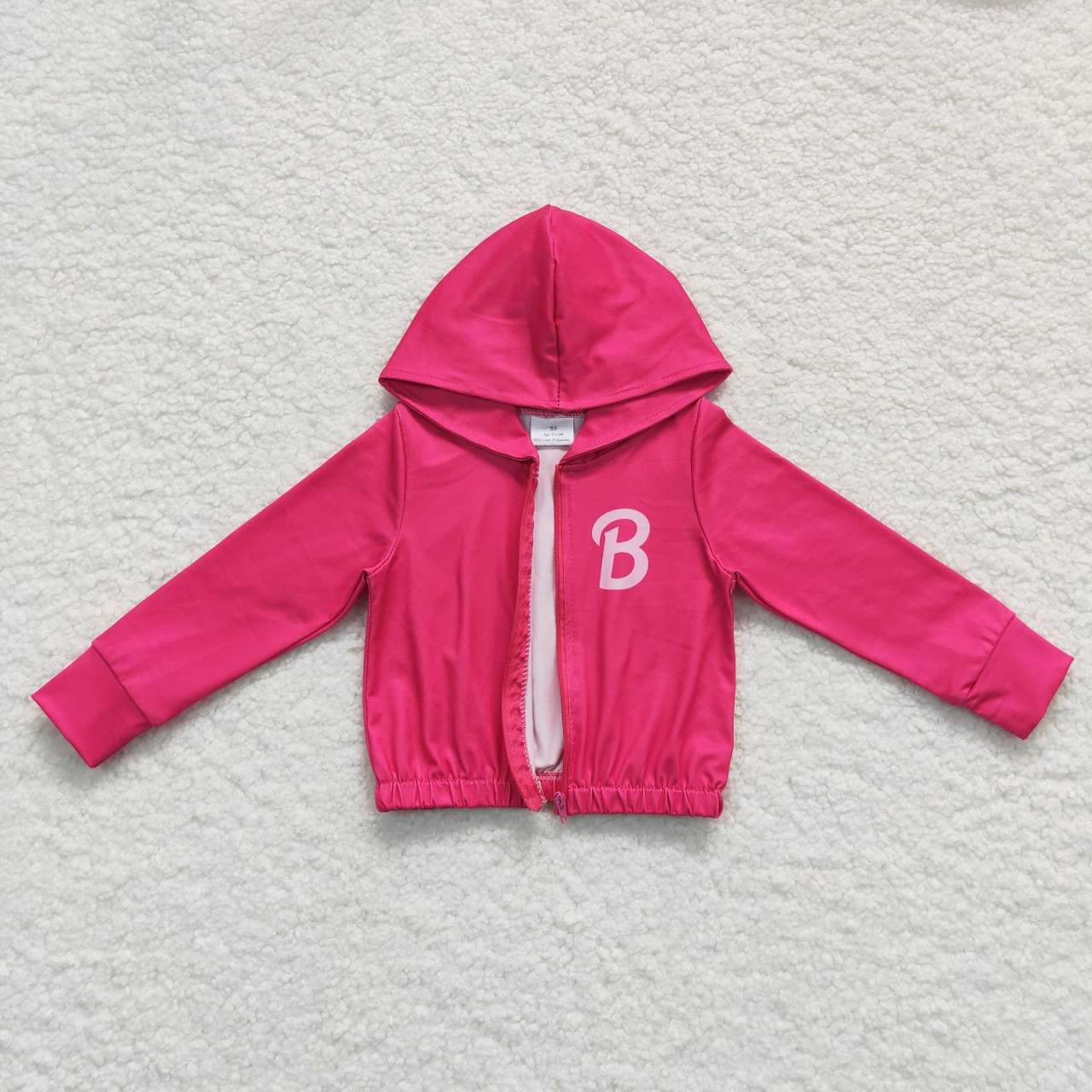 GT0330 Girls Pink BA Print Hoodie Zipper Jacket