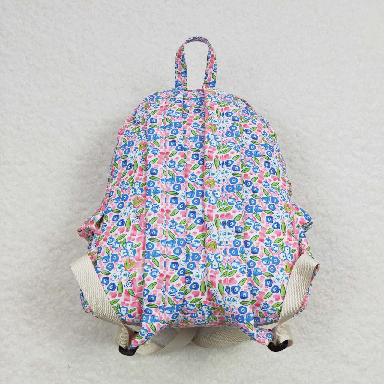 BA0098 Girls Bag Blue Flowers Print Backpack